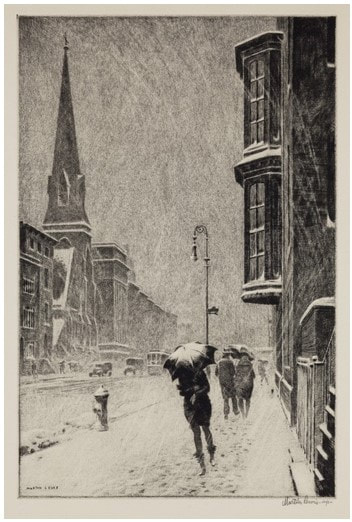 Picture of city street in snow
