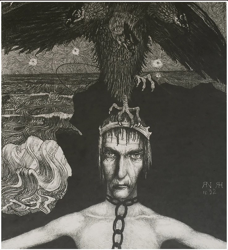 picture of man and crow