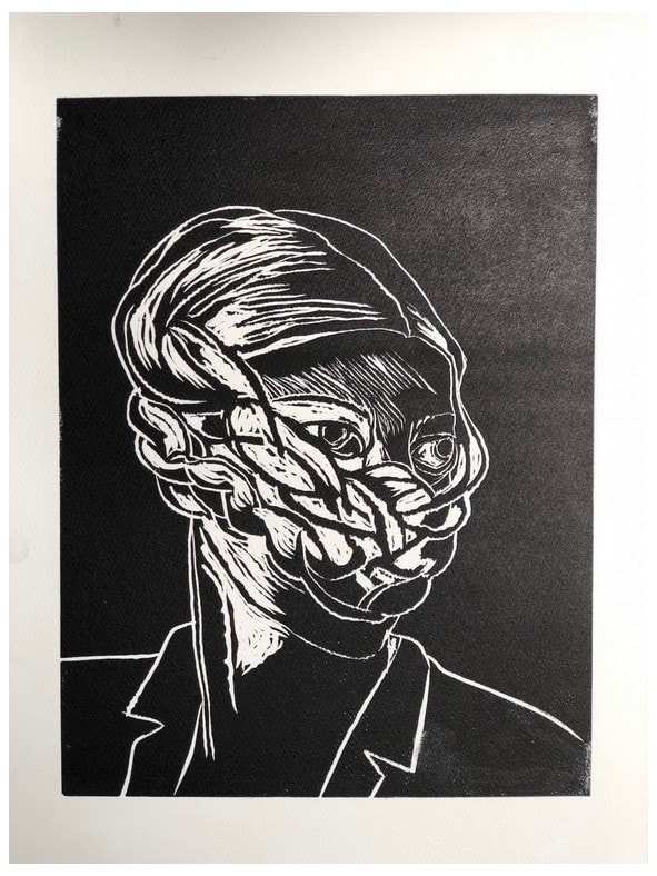 picture of a woman with braids as mask