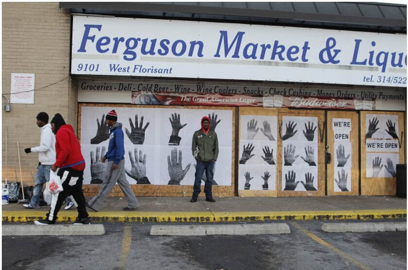 Picture of Damon Davis in Ferguson, MO, 2014.