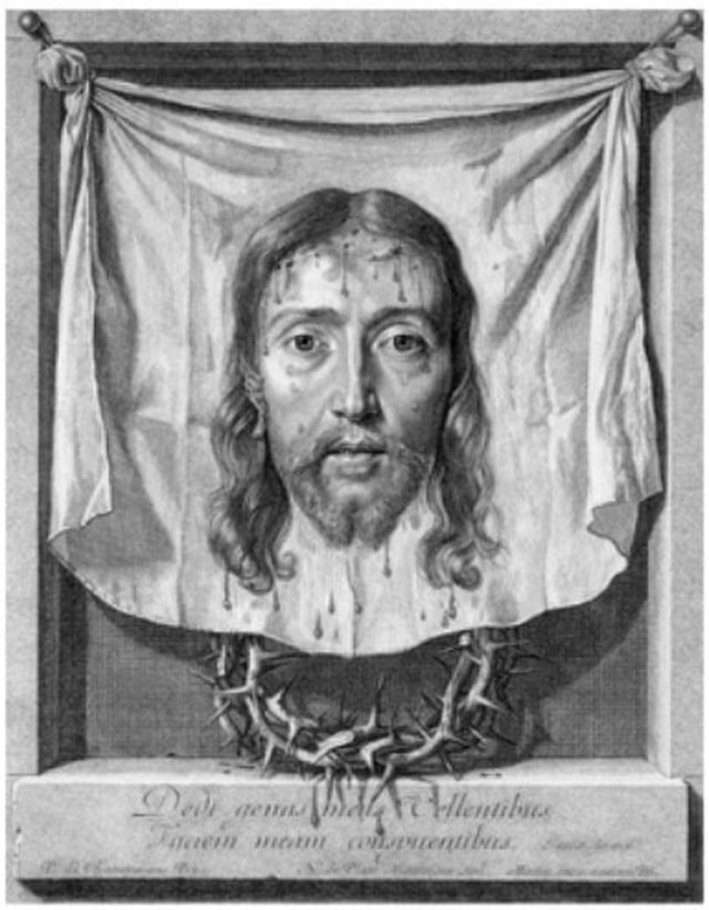 Picture of Plattemontagne etching after Champaigne of The Veil of Saint Veronica