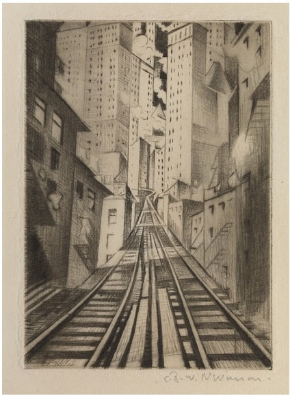 picture of New York elevated subway line and skyscrapers