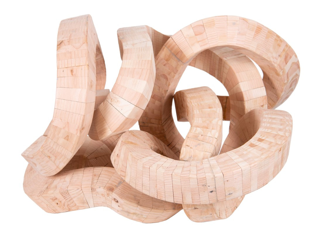 Picture of an abstract wooden sculpture by Jed Smalle