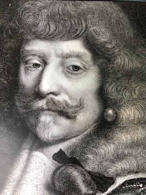 Picture of a detail from Nicolas Mignard's engraved portrait of the Count of Harcourt, 1667