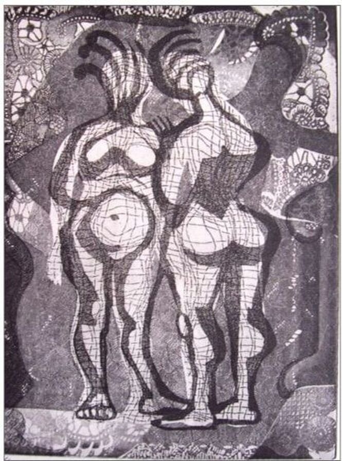 Picture of Sue Fuller, Cacophony final state, 1944, softground etching
