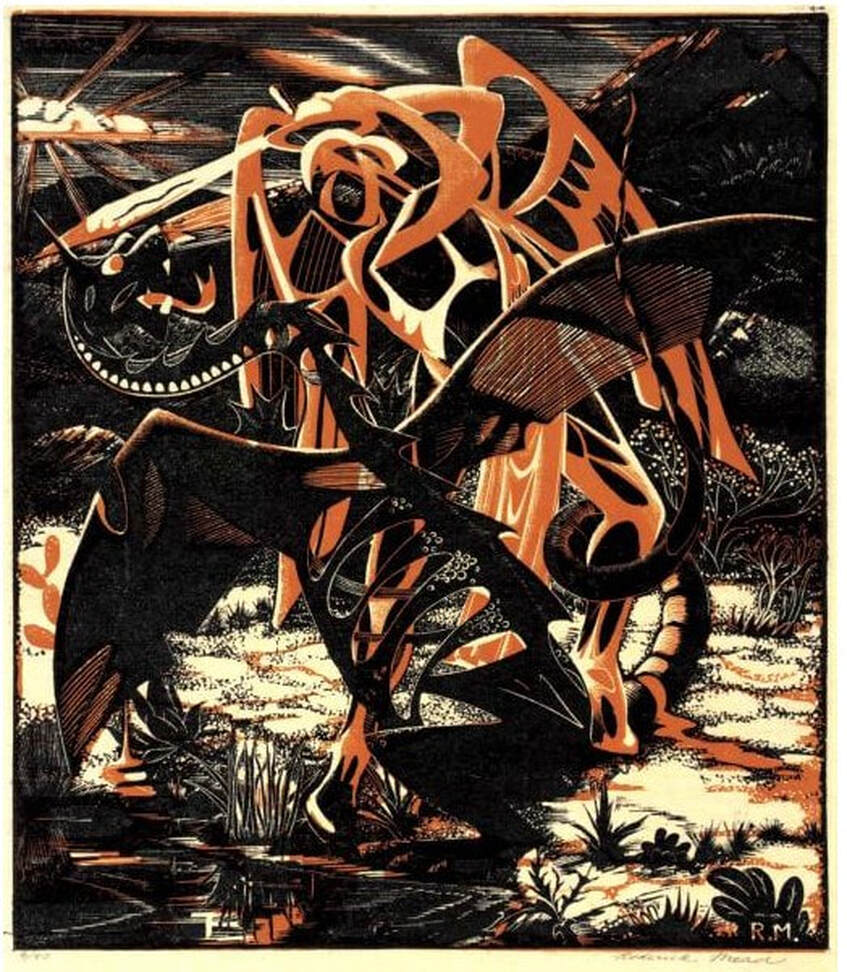 Picture of Roderick Mead's print, St. George and the Dragon