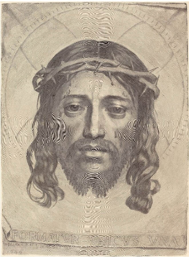Picture Claude Mella's engraving of the Sudarium of Saint Veronica