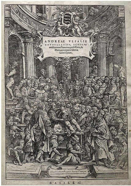 picture of a book frontispiece with medical dissection